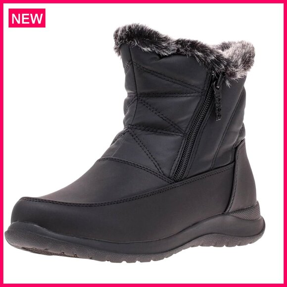 Women's Insulated Waterproof Snow Boots with Faux Fur, Non-Slip Grip